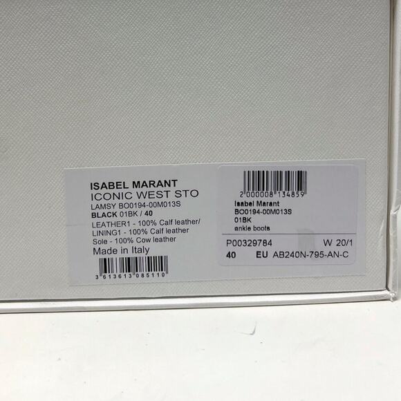 Isabel Marant Lamsy Leather Western Ankle Boots Black Size 40 - Picture 10 of 12